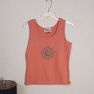 Christine‎ Alexander Coral Embellished Tank Top